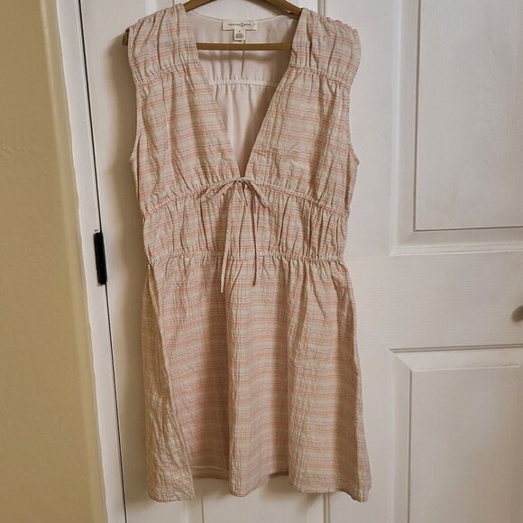 Treasure & Bond Shirred Mini Dress Ivory Honey Plaid Size Small NWOT - Picture 3 of 10